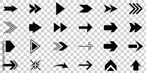 Arrow icon. Mega set of vector arrows. Black arrows icons. Arrow vector collection. Set different cursor arrow direction symbols in flat style. Modern simple arrows. Vector illustration.