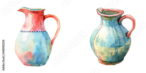pitcher watercolor vector illustration
