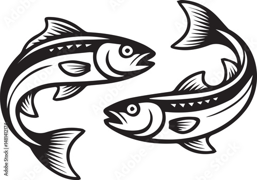 Canvas Print fish silhouette vector, fish outline, fish clipart, fish icon black, fish shape