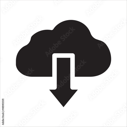 Cloud download and upload icon. Upload download cloud arrow. Line style. Download cloud computing outline and filled vector sign. Download symbol.
