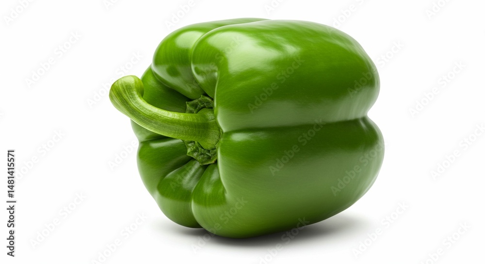 Fresh Green Bell Pepper Isolated Vegetable Healthy Food Cooking Ingredient Fresh Green Bell Pepper Isolated Vegetable Healthy Food Cooking Ingredient