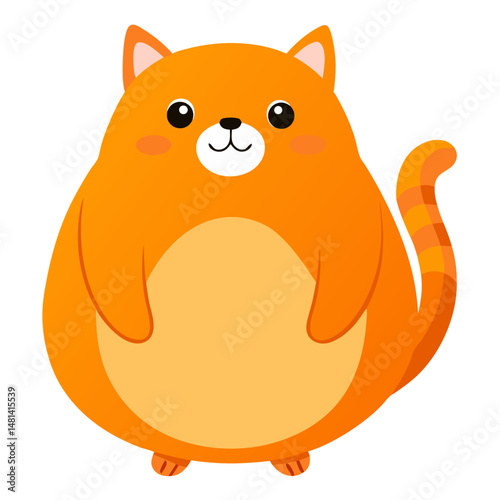 a cute cartoon orange cat with a round, chubby body.