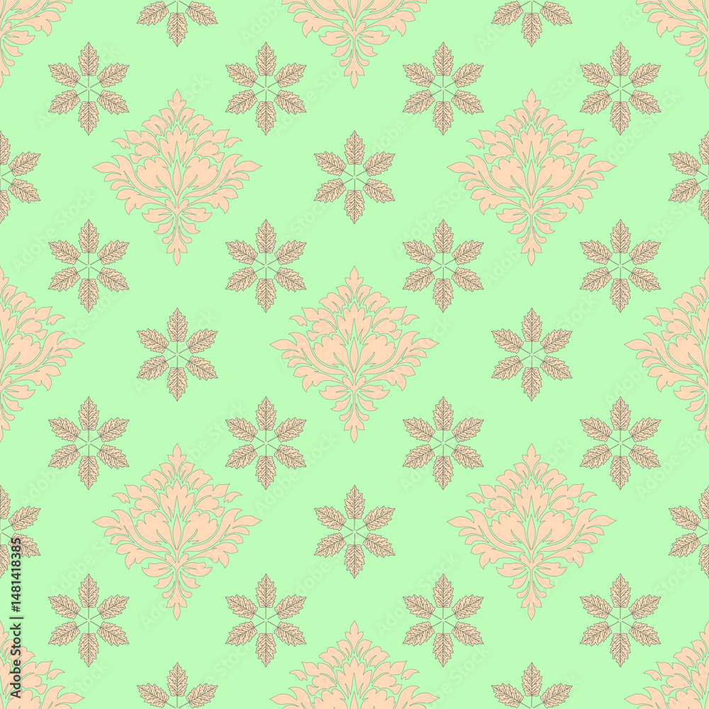 Obraz premium The daemas-free wallpapers blend with leaves, green background, light creamy leaves, refreshing mood and natural vector style.
