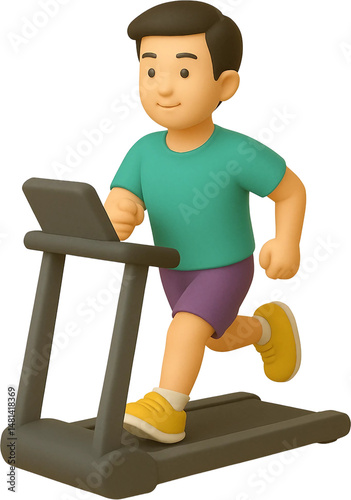 3D Man Running on Treadmill