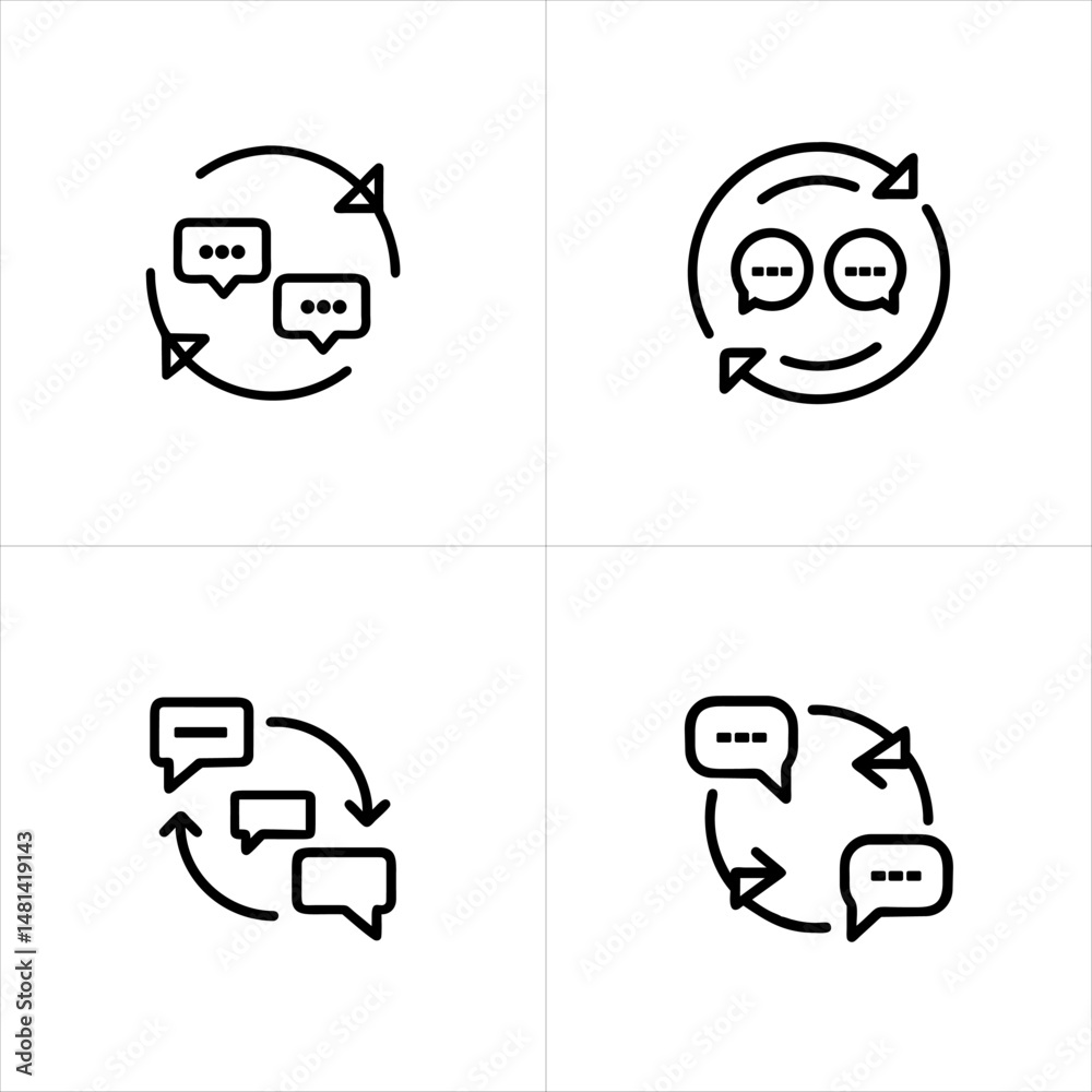 Naklejka premium Chat Cycle Ongoing Conversation icon set