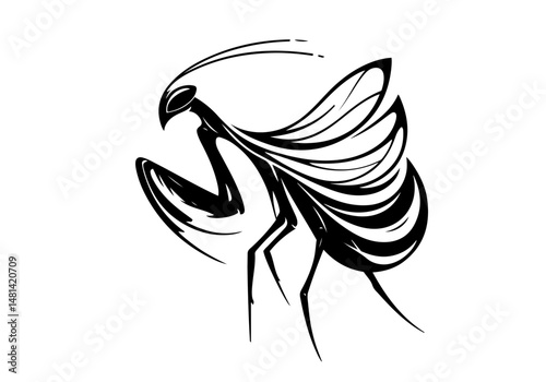 Mantis Hand Drawn Illustration Vector Isolated by AZ for Books, Arts, Design and Decoration Graphic Asset