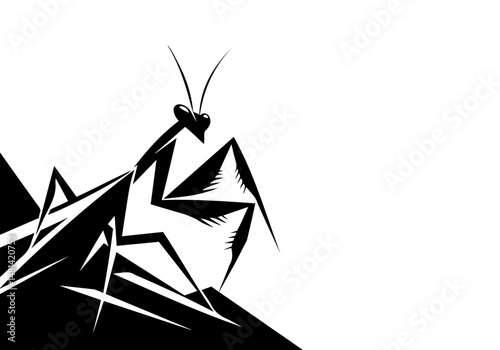 Mantis Hand Drawn Illustration Vector Isolated by AZ for Books, Arts, Design and Decoration Graphic Asset