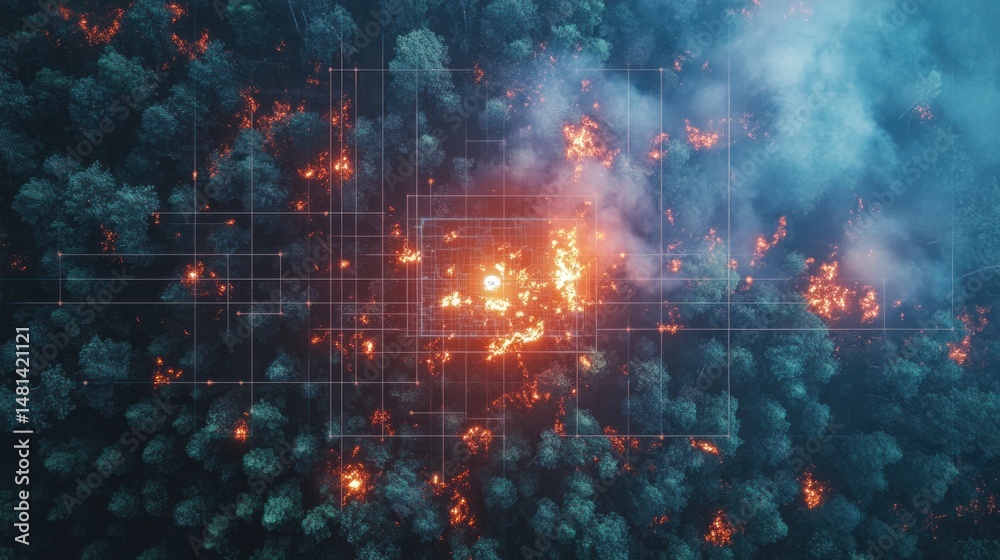 Fototapeta premium Forest fire, digital overlay