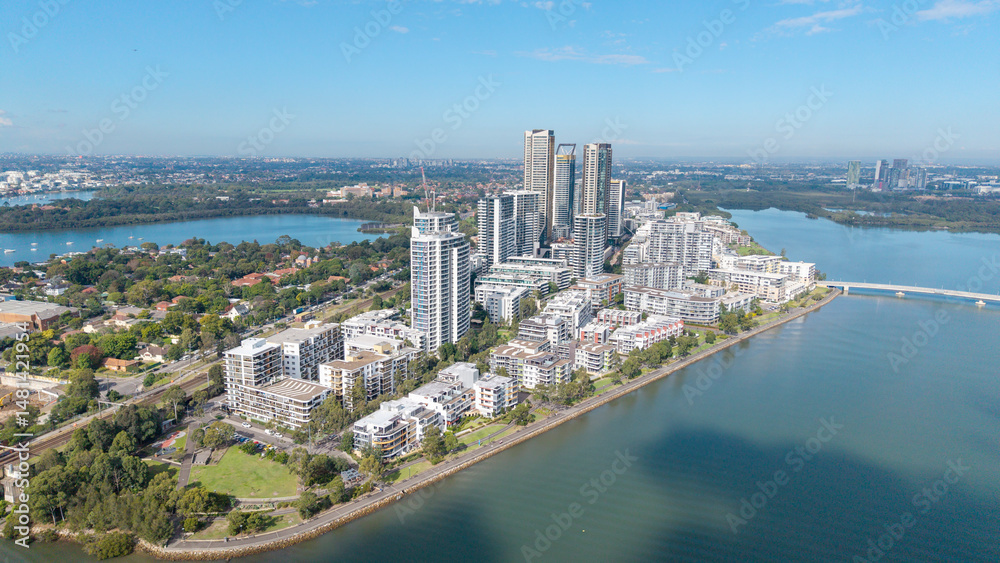 Fototapeta premium The Sydney suburb of Rhodes on the Parramatta river.