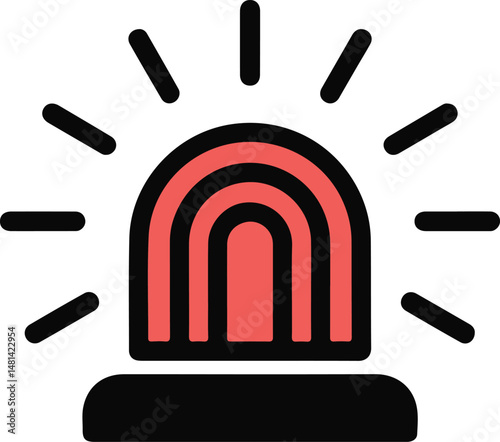 red emergency siren icon, emergency siren light vector, red siren clipart, emergency siren icon,