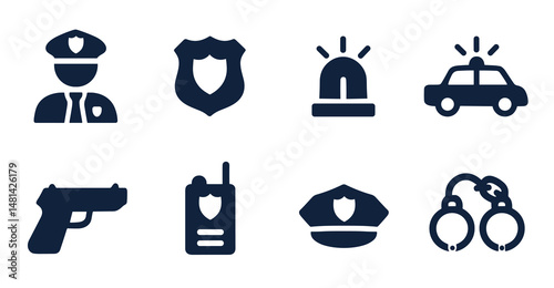 Police Icon Set Law Enforcement Symbols Collection