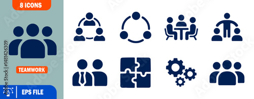 Teamwork Icons Collaboration, Networking, and Team Building Symbols
