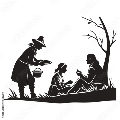 -illustrate-a-black-silhouette-vector-of-pilgrims-.eps