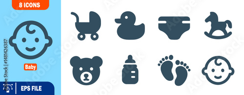 Set of Baby Icons Cute Illustrations of Baby Care Items and Symbols
