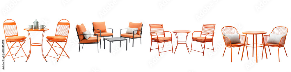 Stylish outdoor furniture sets featuring vibrant orange lounge chairs and tables designed for relaxation and gatherings in patios and gardens, perfect for enhancing outdoor living spaces. Stylish outdoor furniture sets featuring vibrant orange lounge chairs and tables designed for relaxation and gatherings in patios and gardens, perfect for enhancing outdoor living spaces.