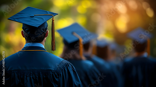 Graduating students in caps and gowns
