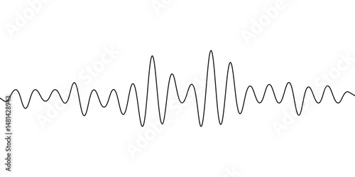 Line sound wave music audio icon one art voice continuous hand. Podcast line sound soundwave noise sketch drawn drawing doodle outline recording frequency vocal waveform microphone background vector