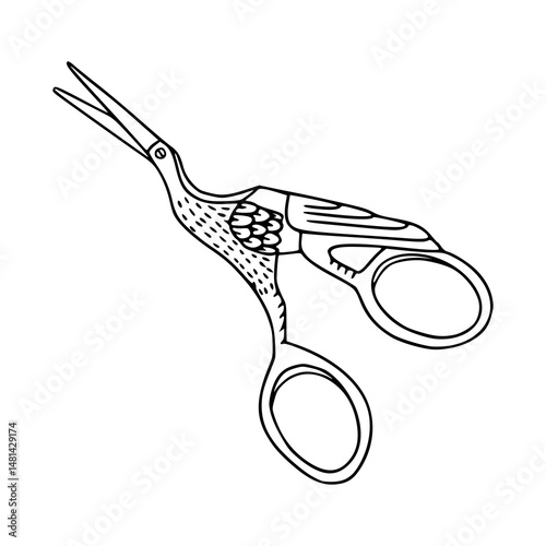 vintage sewing scissors outline