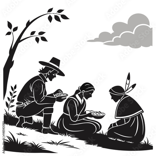 illustrate-a-black-silhouette-vector-of-pilgrims-a.eps