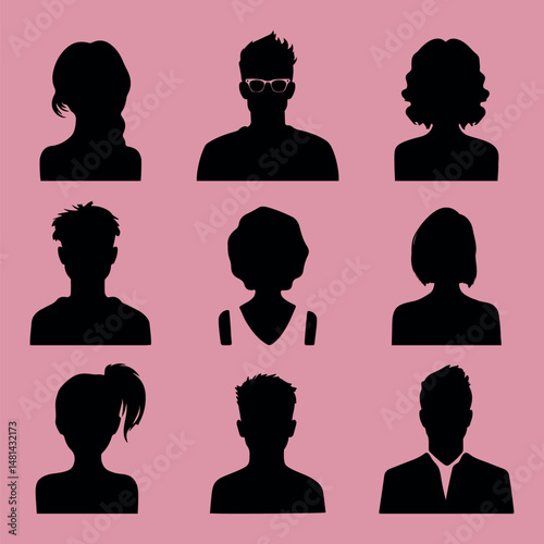 Silhouette avatars diverse profiles isolated element vector