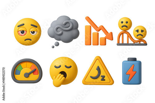 Emotional and mood 3d icons set – solid, colorful, expressions and feelings symbols