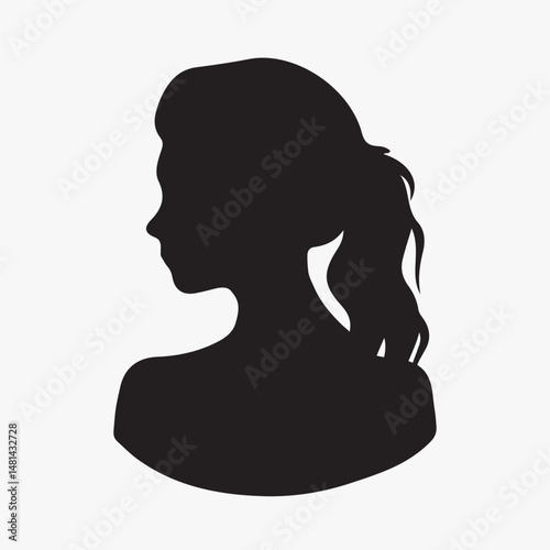 Silhouette woman profile illustration isolated element vector