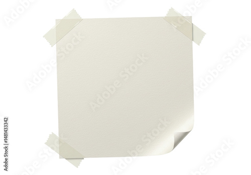 Blank note paper with adhesive tape against black background