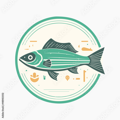 Fish shop logo fish sign advertisement.
