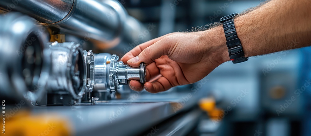 Technician Adjusting Industrial Equipment Technician Adjusting Industrial Equipment