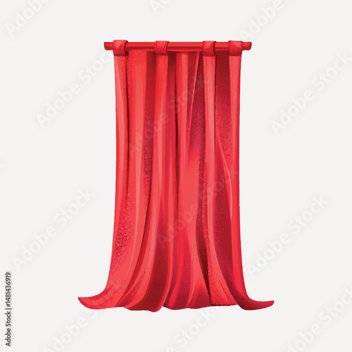 opened red curtain illustration vector