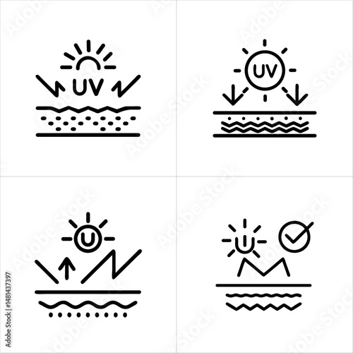 UV Protection Sun & Skin Barrier icon set