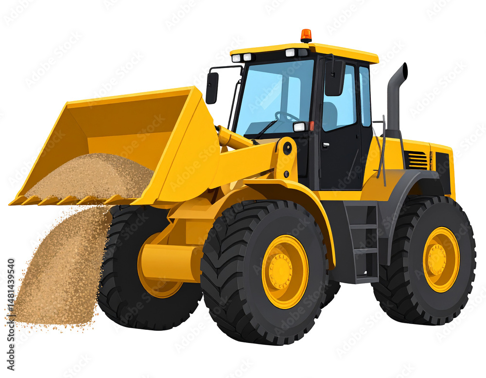 Fototapeta premium Yellow front-end loader with sand