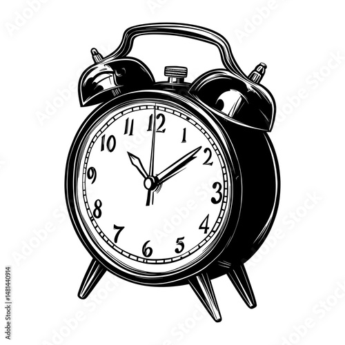 Alarm clock illustration design black vector