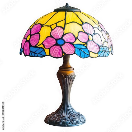 Floral tiffany lamp illustration on transparent background