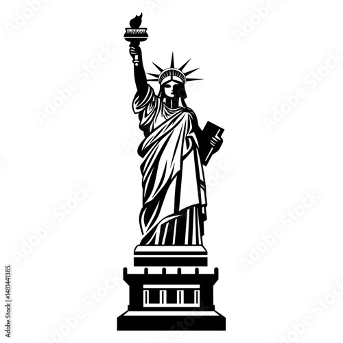 Statue of Liberty linear statue illustration landmark vector