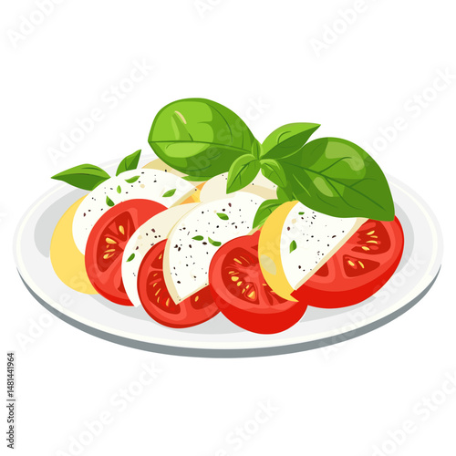 Caprese in a plate illustration tomato food vector