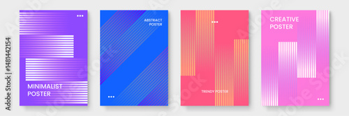 Four abstract striped background posters ideal for digital advertising, social media, branding, and graphic design projects with modern aesthetics.