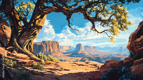 Canyonlands national park scenic vista. [Skyroot Canopy] | Crownshade Grove | lofty shadow. Illustration