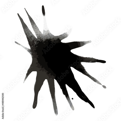 Black ink splashes silhouette abstract artistic vector