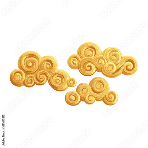 Chinese Auspicious clouds gold illustration pattern vector