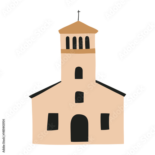 City hall facade illustration church simple vector