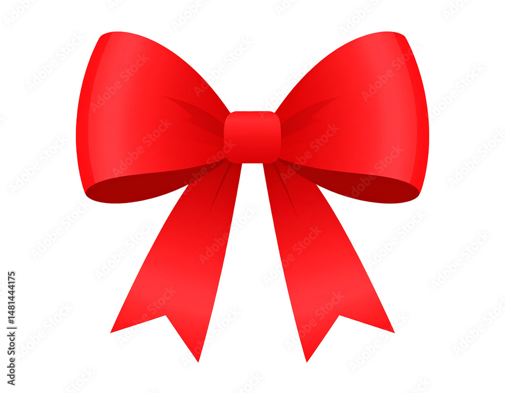 Fototapeta premium A vibrant red ribbon bow, tied neatly with glossy sheen