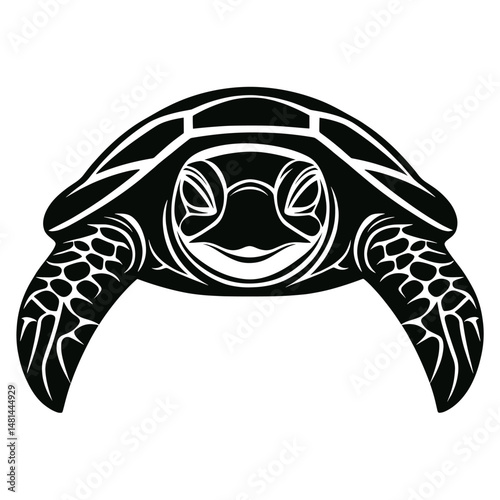 Turtle face linear illustration animal black vector