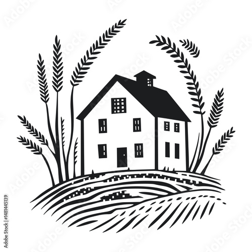 Farmhouse simple wheat black vector