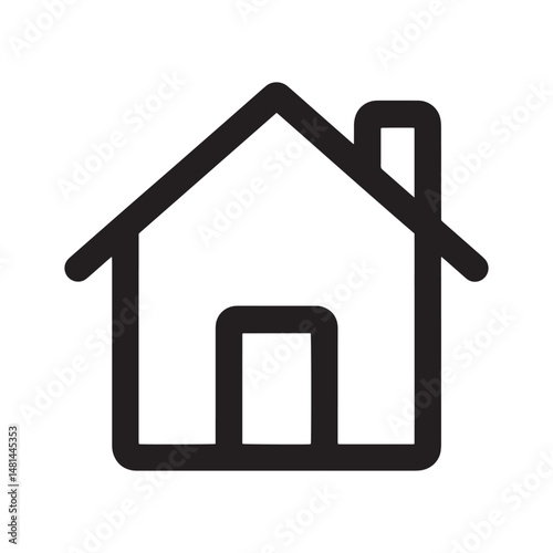 Simple Black Line Art Icon of a House. Simple Black Line Icon of a House