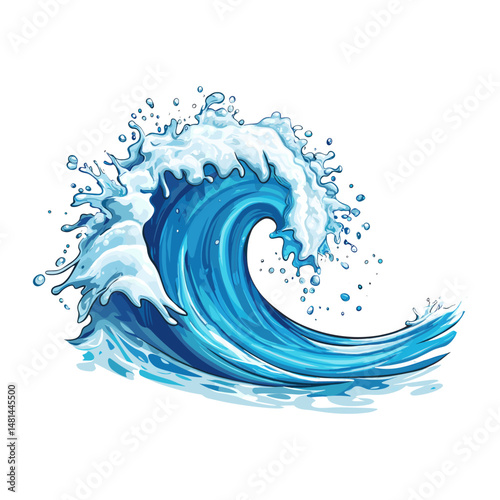 Water curve shape splash art illustration ocean vector