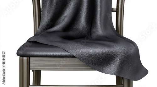 Black fabric draped over a painted wooden chair. Generative AI photo