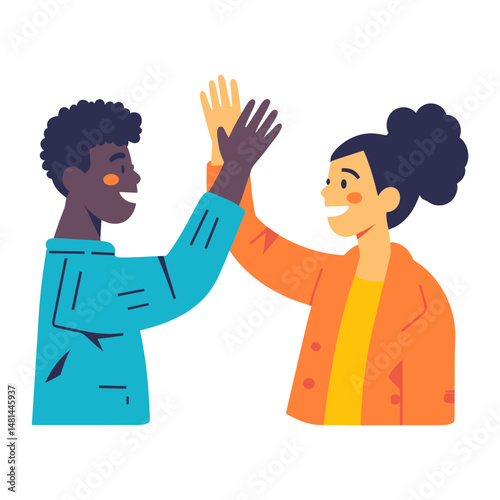 Giving a high-five illustration friendly positive vector