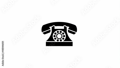 Classic Rotary Phone Icon in Black and White for Design