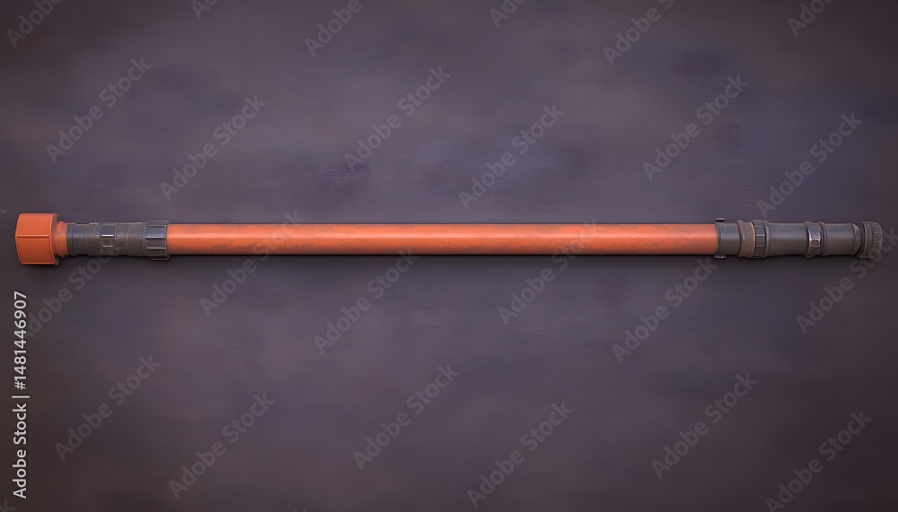 Fototapeta premium Long, orange tool with dark accents, rendered in 3D.
